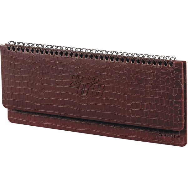 Планинг 2026 г, 305*140 мм, 60 л. 70 г/м², тв. перепл, кроко, BRAUBERG Comodo_темно-коричневый