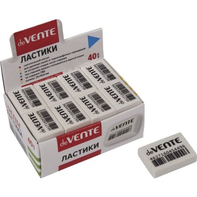 Ластик deVENTE Box, синт. каучук (Dust free), прямоугольный, 25*18*6 мм, белый