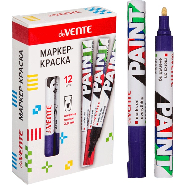 Маркер-краска deVENTE, фиолетовый, пулевидный ПУ, 2.8 мм, метал. корпус
