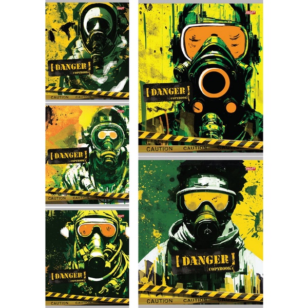 Тетрадь А5, клетка, 48 л., на скобе, 60 г/м², мел. бумага, Profit Человек в маске_5 дизайнов 