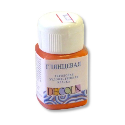 Краска акриловая универсальная DECOLA, глянцевая, оранжевая, банка 50 мл Акция!