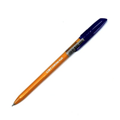 Ручка шариковая, синяя, Ø 0.7 мм "игла", шестигран., оранж. корп., LINC Corona Plus