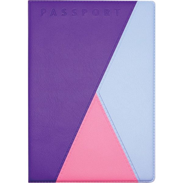 Обложка для паспорта DPSkanc Трио (фиол./гол./роз.): ПВХ, тисн. "PASSPORT"  