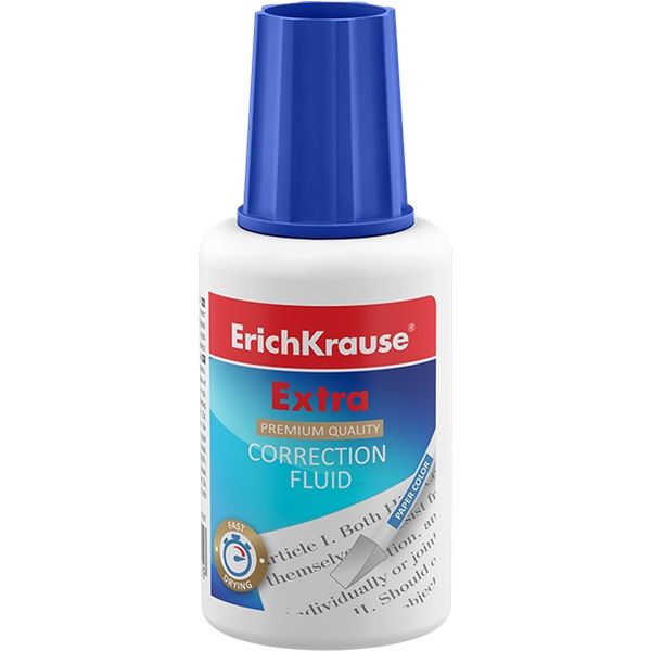Корректирующая жидкость с губкой ErichKrause Extra, 20 мл, на основе растворителя Корректирующая жидкость с губкой ErichKrause Extra, 20 мл, на основе растворителя